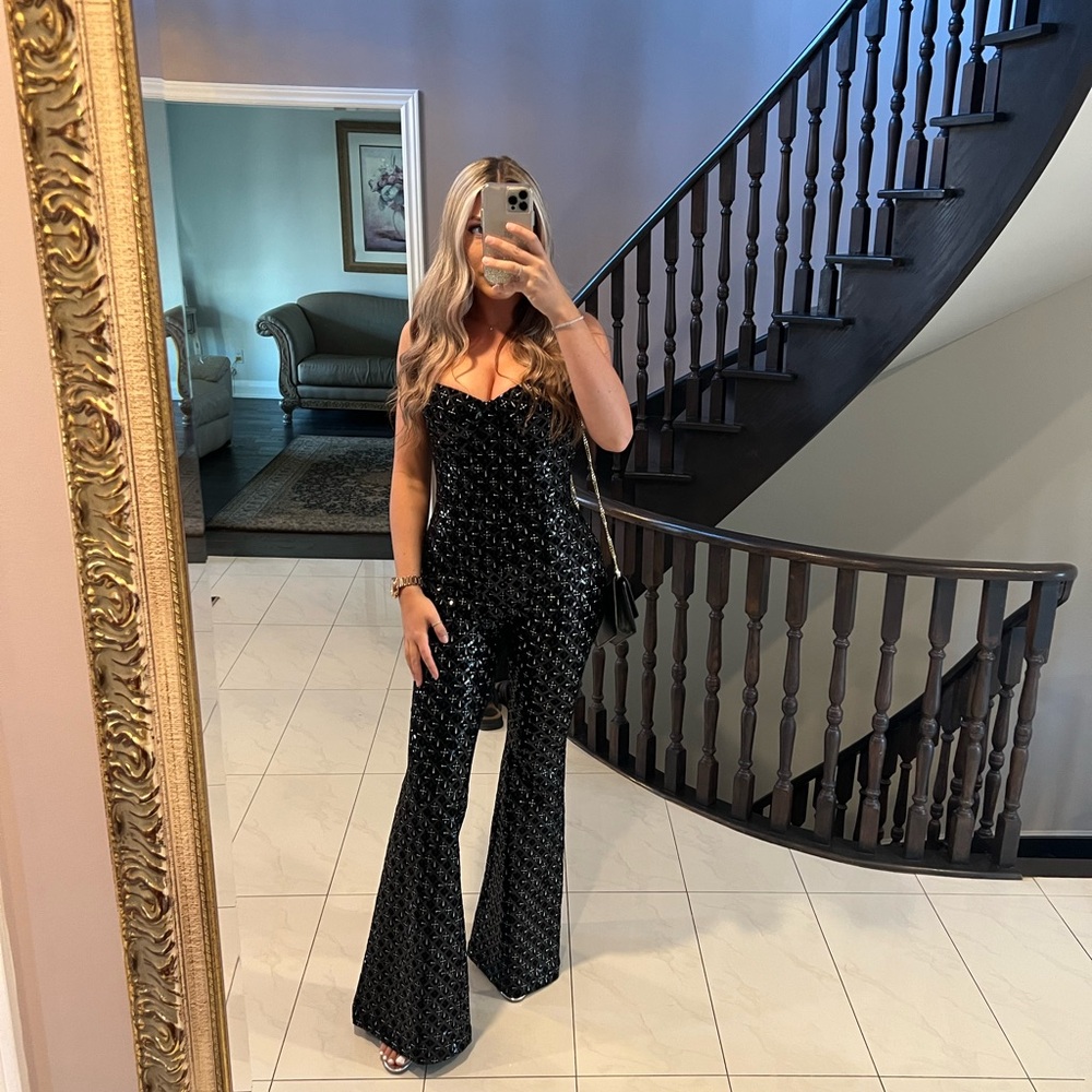 Nadine Merabi Elegant Black Jumpsuit